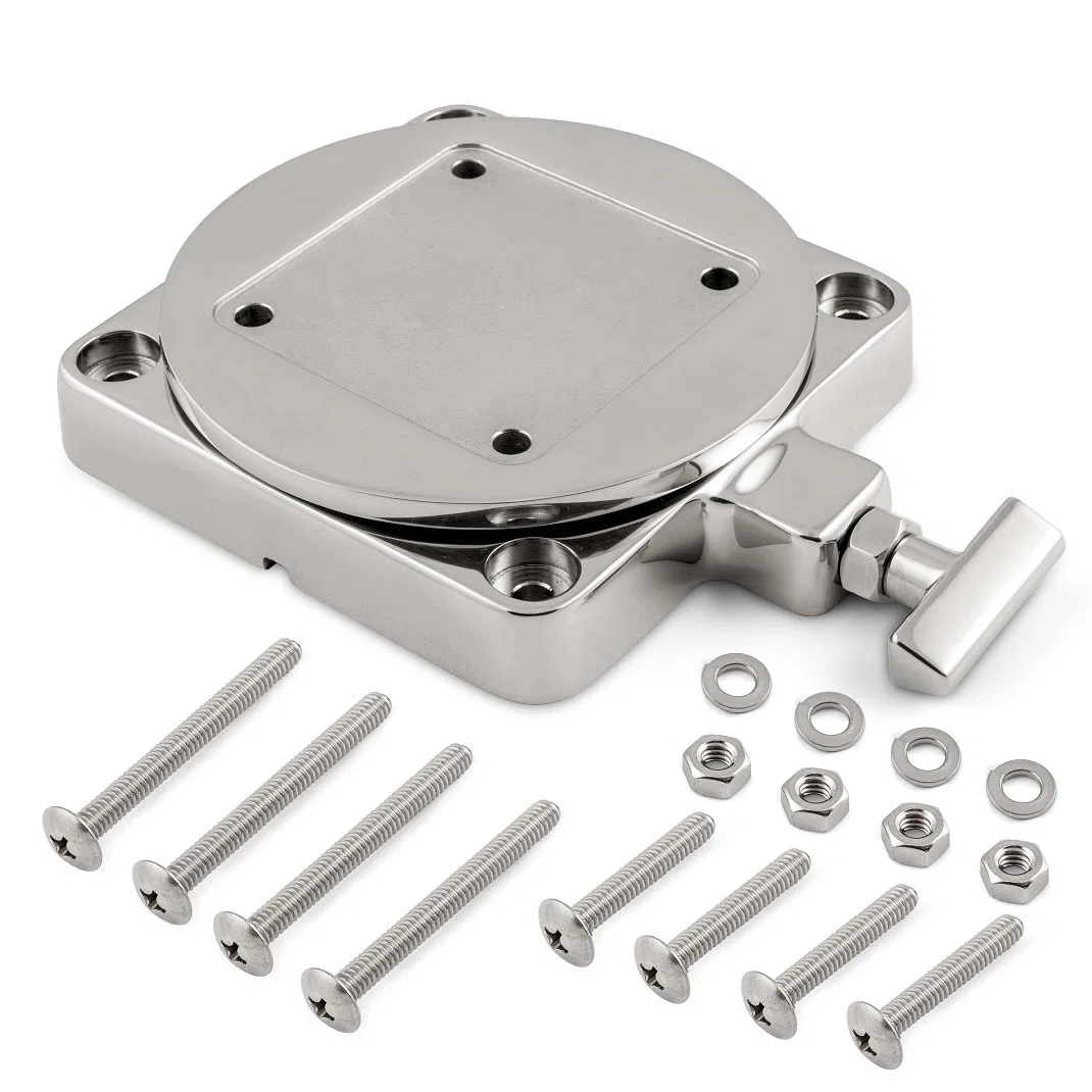 1903002 – CANNON Downrigger Mount, Low-Profile Swivel Base Silver 316-Grade Stainless Steel Construction 5-1/4 Inch L...